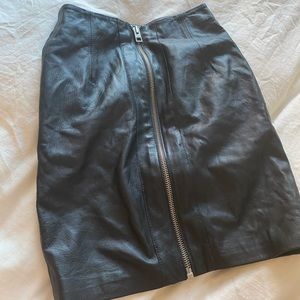 Genuine Leather Zipper Skirt